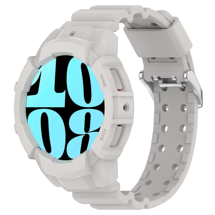 For Samsung Galaxy Watch 7 40mm Armor Silicone Watch Band with Watch Case Set(Light Gray)