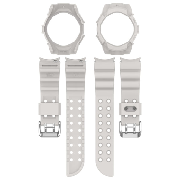 For Samsung Galaxy Watch 7 40mm Armor Silicone Watch Band with Watch Case Set(Light Gray)