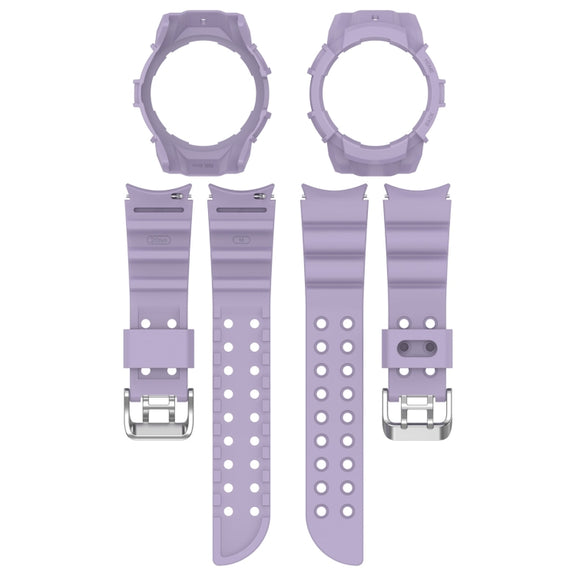 For Samsung Galaxy Watch 7 40mm Armor Silicone Watch Band with Watch Case Set(Purple)