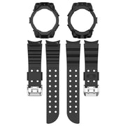 For Samsung Galaxy Watch 7 44mm Armor Silicone Watch Band with Watch Case Set(Black)