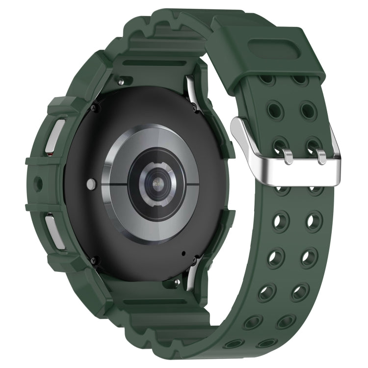 For Samsung Galaxy Watch 7 44mm Armor Silicone Watch Band with Watch Case Set(Green)