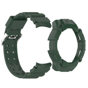 For Samsung Galaxy Watch 7 44mm Armor Silicone Watch Band with Watch Case Set(Green)