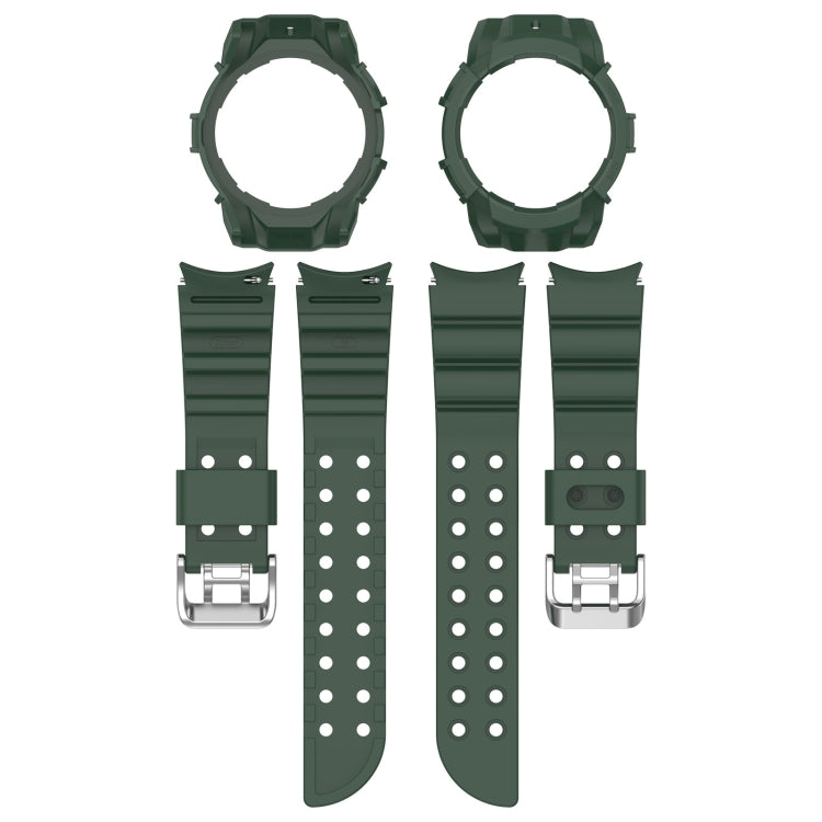 For Samsung Galaxy Watch 7 44mm Armor Silicone Watch Band with Watch Case Set(Green)