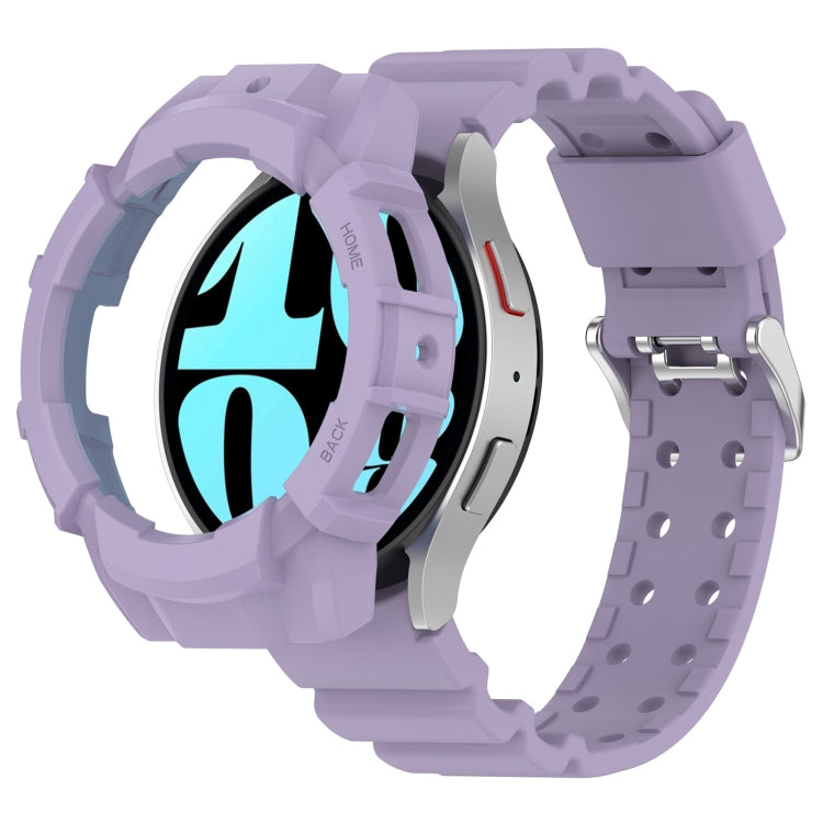 For Samsung Galaxy Watch 7 44mm Armor Silicone Watch Band with Watch Case Set(Purple)