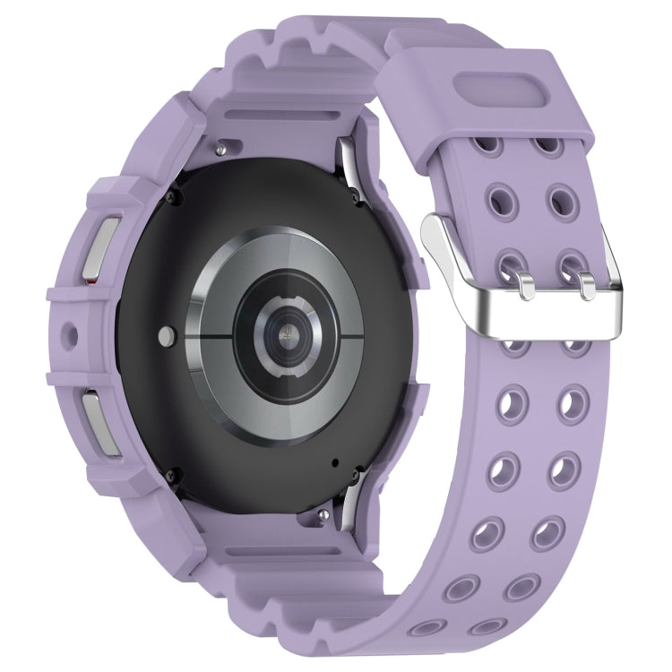 For Samsung Galaxy Watch 7 44mm Armor Silicone Watch Band with Watch Case Set(Purple)