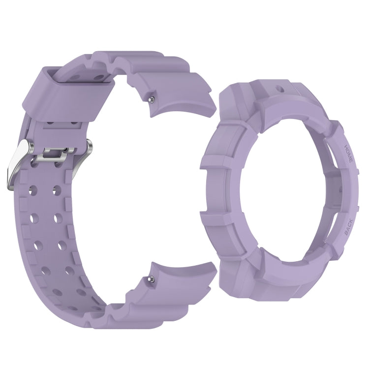 For Samsung Galaxy Watch 7 44mm Armor Silicone Watch Band with Watch Case Set(Purple)