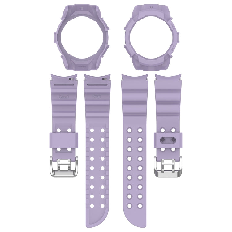 For Samsung Galaxy Watch 7 44mm Armor Silicone Watch Band with Watch Case Set(Purple)