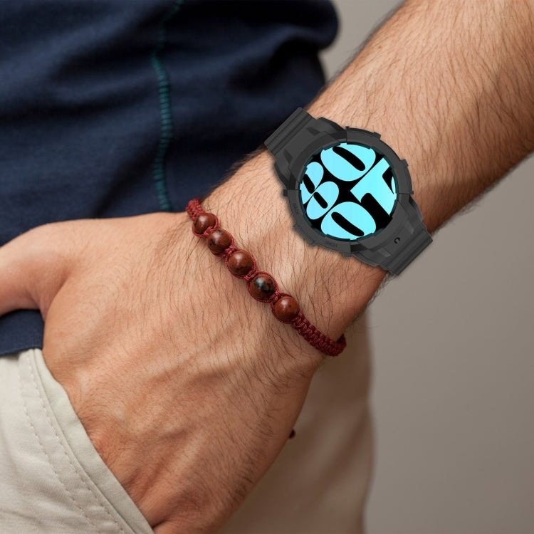 For Samsung Galaxy Watch 7 40mm Armor Silicone Watch Band with Watch Case Set(White)