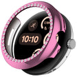 For Google Pixel Watch Diamond Electroplated PC Half Coverage Watch Protective Case(Pink) - Watch Cases by PMC TechLife | Online Shopping South Africa | PMC TechLife | Buy Now Pay Later Mobicred