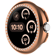 For Google Pixel Watch Diamond Electroplated PC Half Coverage Watch Protective Case(Rose Gold)