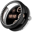For Google Pixel Watch 3 45mm Diamond Electroplated PC Half Coverage Watch Protective Case(Black) - Watch Cases by PMC TechLife | Online Shopping South Africa | PMC TechLife | Buy Now Pay Later Mobicred