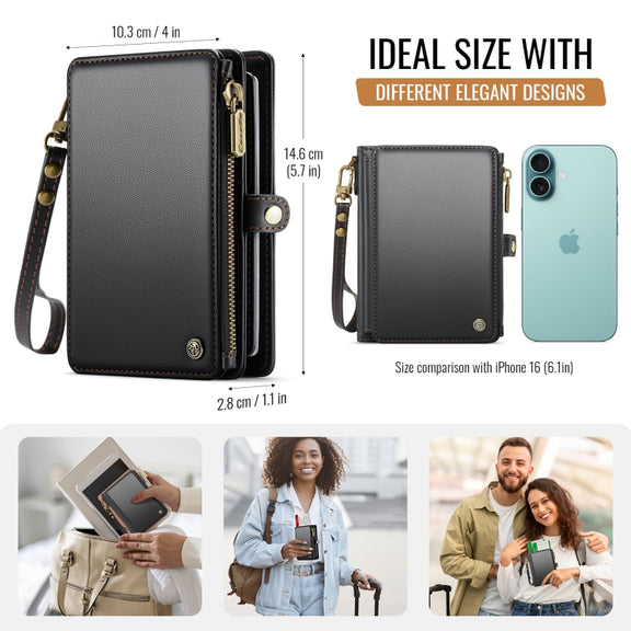 CaseMe-Me60 Multi-functional Anti-theft Swipe Passport Wallet(Black)