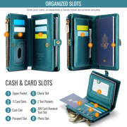 CaseMe-Me60 Multi-functional Anti-theft Swipe Passport Wallet(Green)