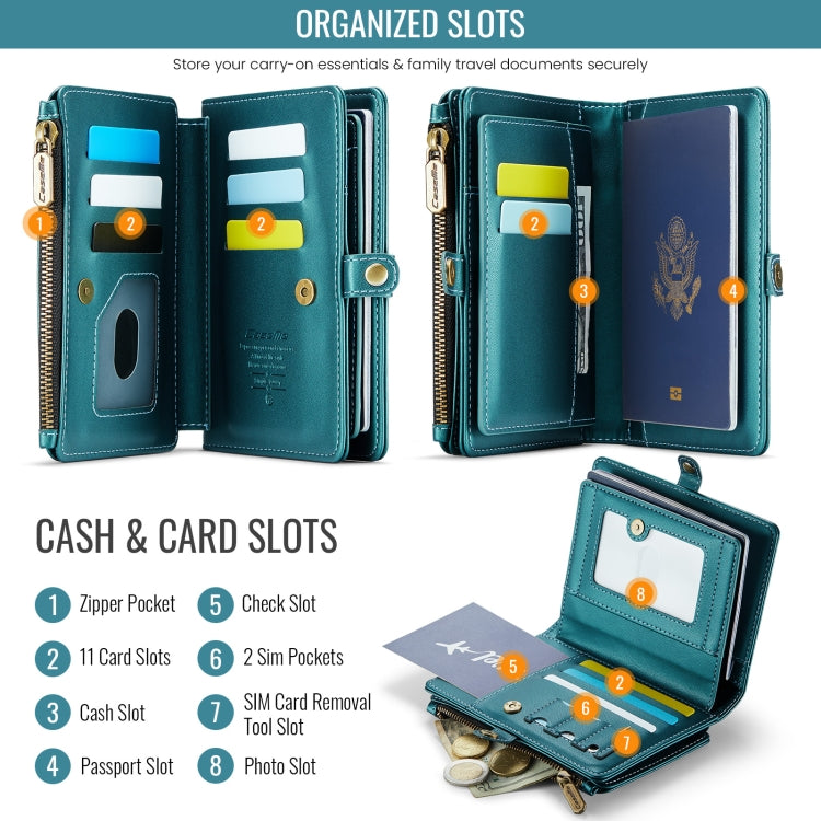 CaseMe-Me60 Multi-functional Anti-theft Swipe Passport Wallet(Green)