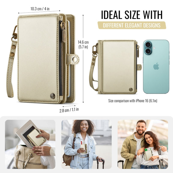 CaseMe-Me60 Multi-functional Anti-theft Swipe Passport Wallet(Gold)