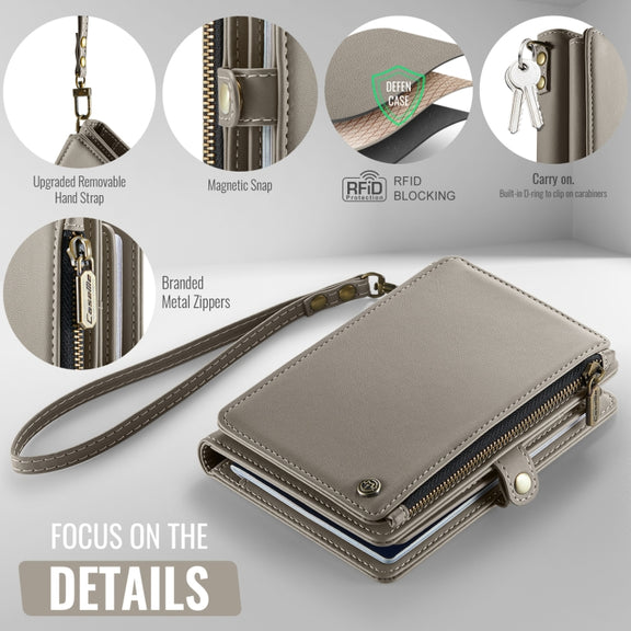 CaseMe-Me60 Multi-functional Anti-theft Swipe Passport Wallet(Grey)