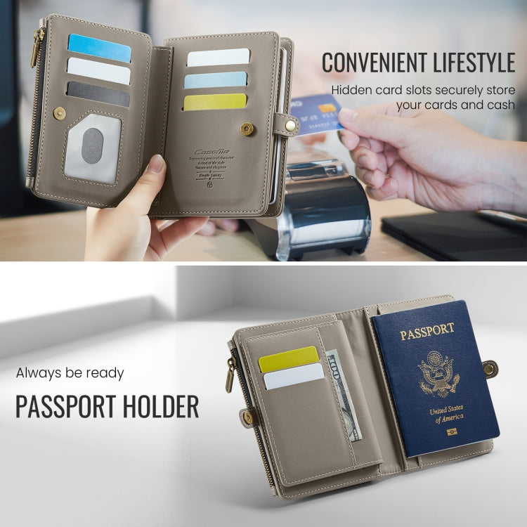 CaseMe-Me60 Multi-functional Anti-theft Swipe Passport Wallet(Grey)
