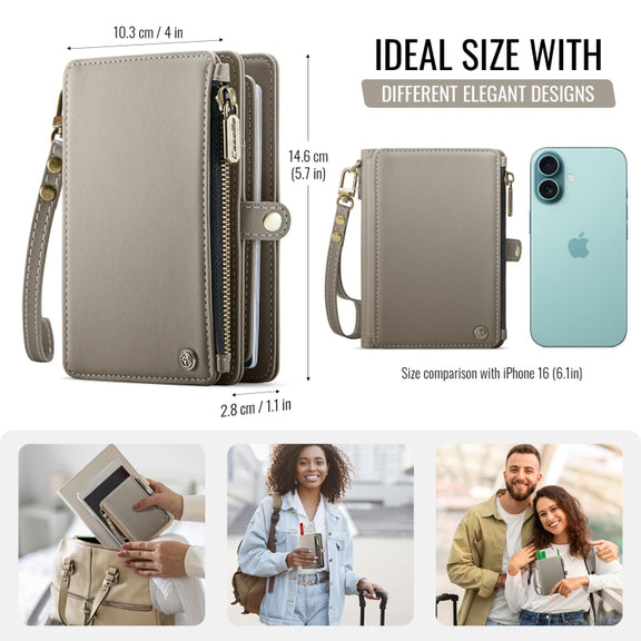 CaseMe-Me60 Multi-functional Anti-theft Swipe Passport Wallet(Grey)
