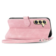 For Samsung Galaxy S25 5G Embossed Flower Zipper Leather Phone Case(Pink)