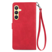 For Samsung Galaxy S25+ 5G Embossed Flower Zipper Leather Phone Case(Red)