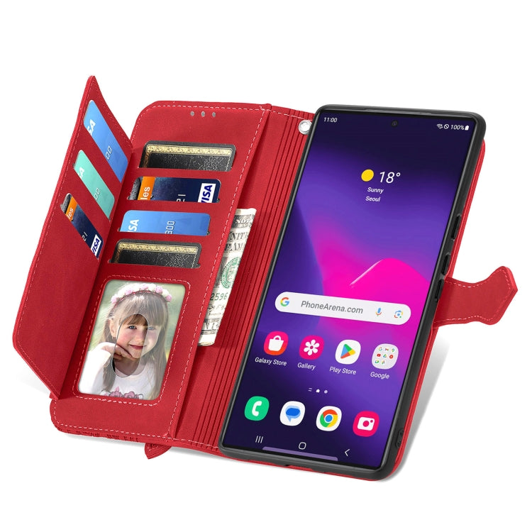 For Samsung Galaxy S25 Ultra 5G Embossed Flower Zipper Leather Phone Case(Red)