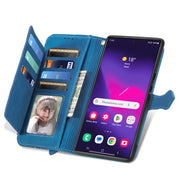 For Samsung Galaxy S25 Ultra 5G Embossed Flower Zipper Leather Phone Case(Blue)
