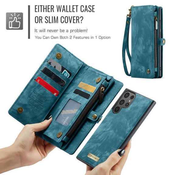 For Samsung Galaxy S25 Ultra 5G CaseMe 008 Detachable Multifunctional Leather Phone Case(Blue)