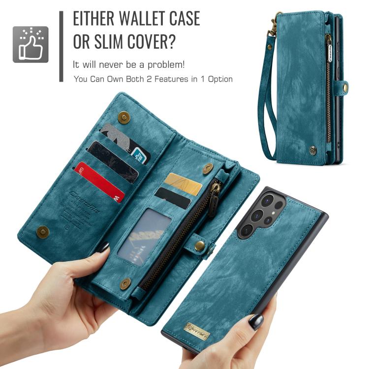 For Samsung Galaxy S25 Ultra 5G CaseMe 008 Detachable Multifunctional Leather Phone Case(Blue)