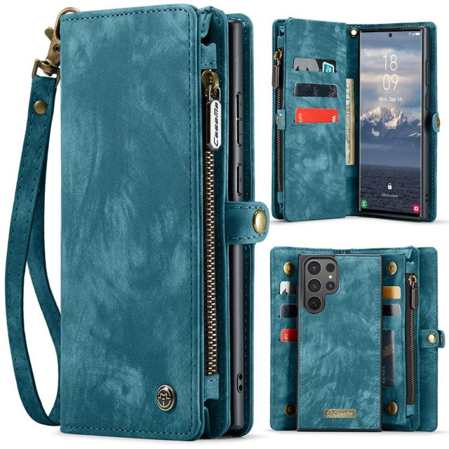 For Samsung Galaxy S25 Ultra 5G CaseMe 008 Detachable Multifunctional Leather Phone Case(Blue)