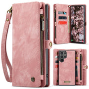 For Samsung Galaxy S25 Ultra 5G CaseMe 008 Detachable Multifunctional Leather Phone Case(Pink)