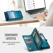 For Samsung Galaxy S25 5G CaseMe 008 Detachable Multifunctional Leather Phone Case(Blue)