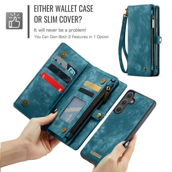 For Samsung Galaxy S25 5G CaseMe 008 Detachable Multifunctional Leather Phone Case(Blue)