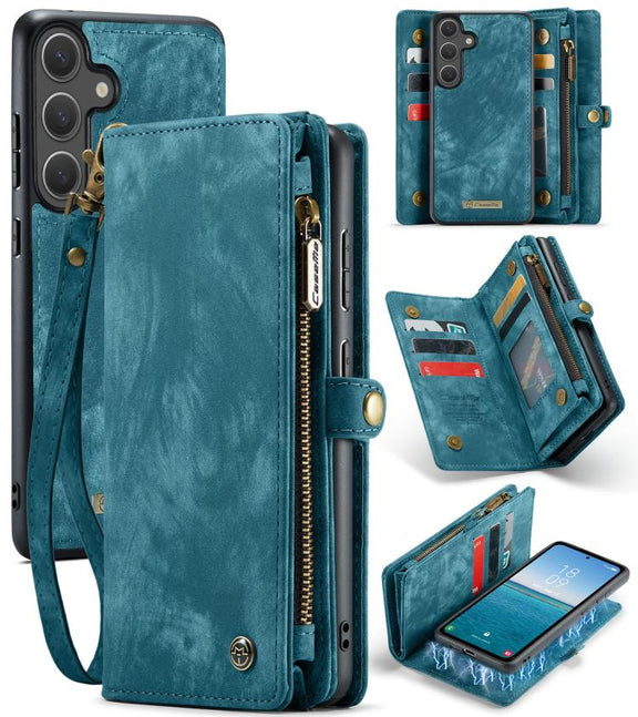 For Samsung Galaxy S25 5G CaseMe 008 Detachable Multifunctional Leather Phone Case(Blue)
