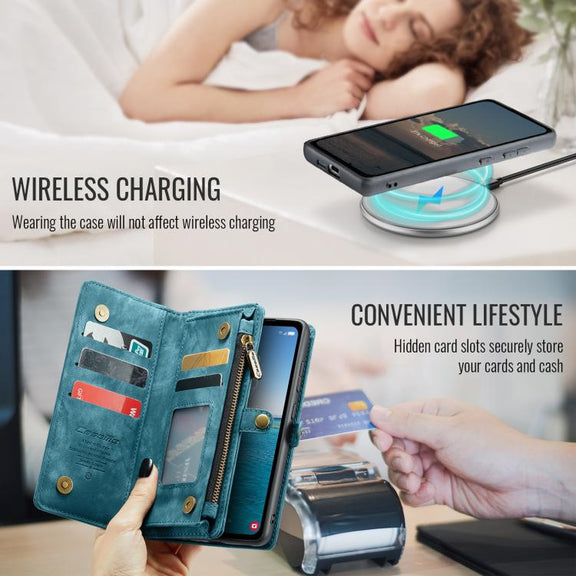 For Samsung Galaxy S25 5G CaseMe 008 Detachable Multifunctional Leather Phone Case(Blue)