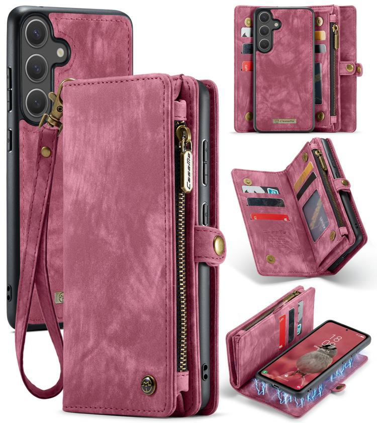 For Samsung Galaxy S25 5G CaseMe 008 Detachable Multifunctional Leather Phone Case(Wine Red)