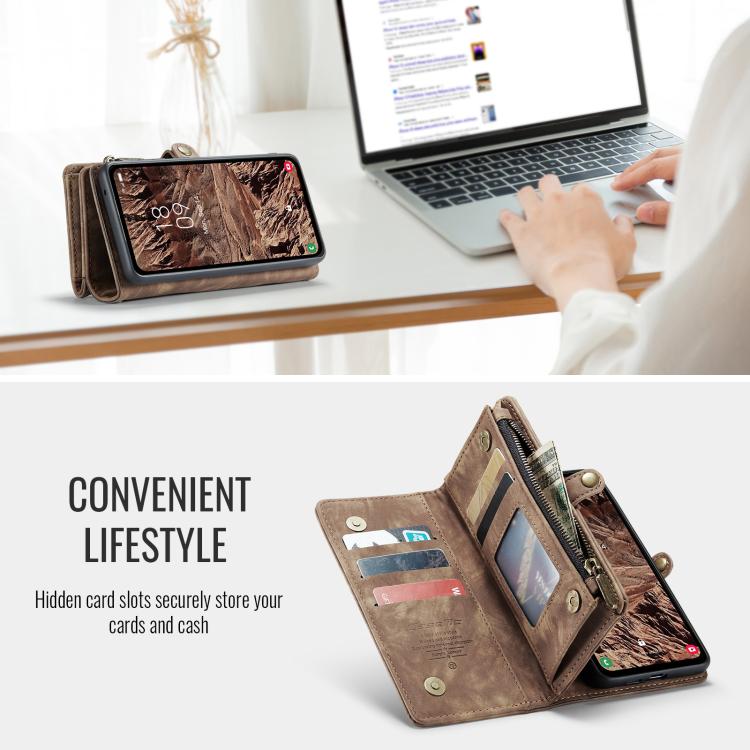 For Samsung Galaxy S25 5G CaseMe 008 Detachable Multifunctional Leather Phone Case(Brown)