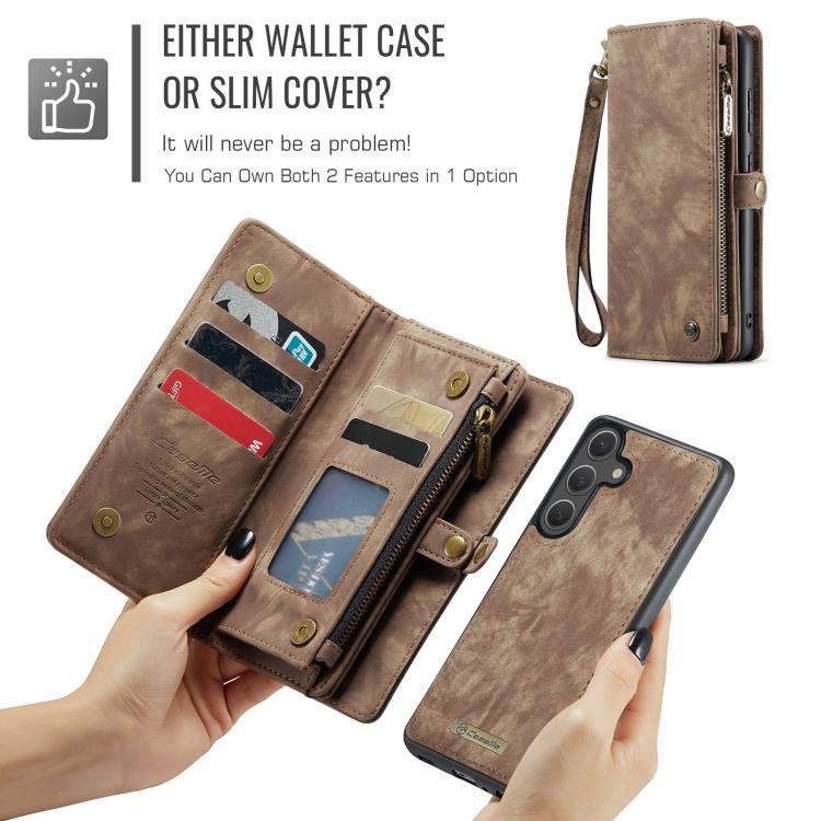 For Samsung Galaxy S25 5G CaseMe 008 Detachable Multifunctional Leather Phone Case(Brown)