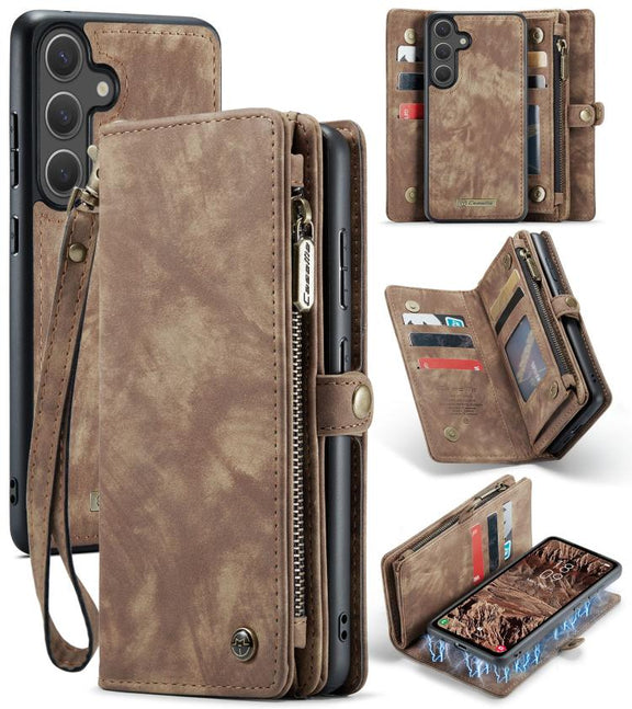 For Samsung Galaxy S25 5G CaseMe 008 Detachable Multifunctional Leather Phone Case(Brown)