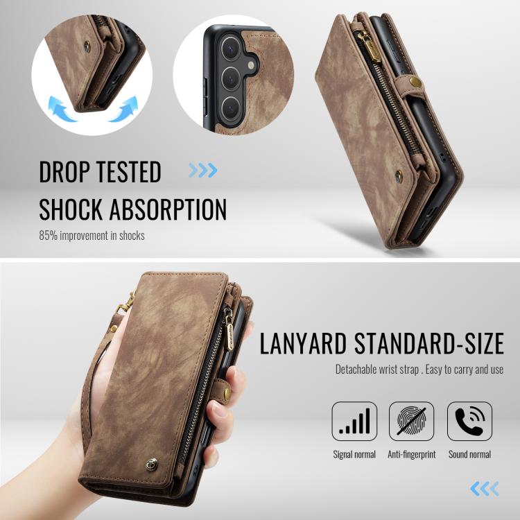For Samsung Galaxy S25 5G CaseMe 008 Detachable Multifunctional Leather Phone Case(Brown)