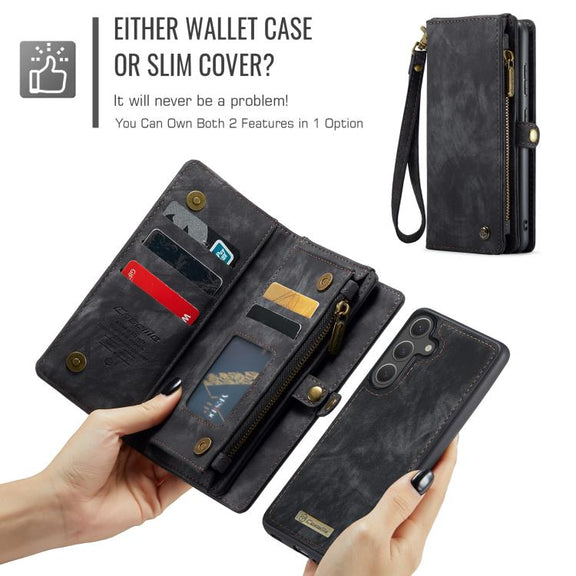 For Samsung Galaxy S25 5G CaseMe 008 Detachable Multifunctional Leather Phone Case(Black)