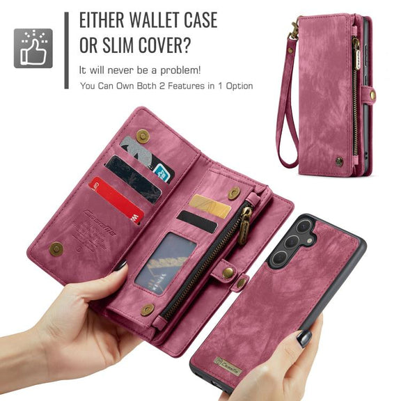 For Samsung Galaxy S25+ 5G CaseMe 008 Detachable Multifunctional Leather Phone Case(Wine Red)
