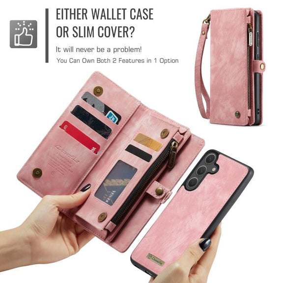For Samsung Galaxy S25+ 5G CaseMe 008 Detachable Multifunctional Leather Phone Case(Pink)