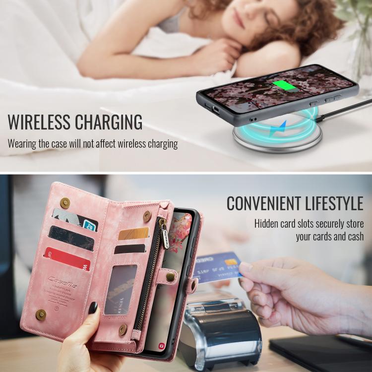 For Samsung Galaxy S25+ 5G CaseMe 008 Detachable Multifunctional Leather Phone Case(Pink)