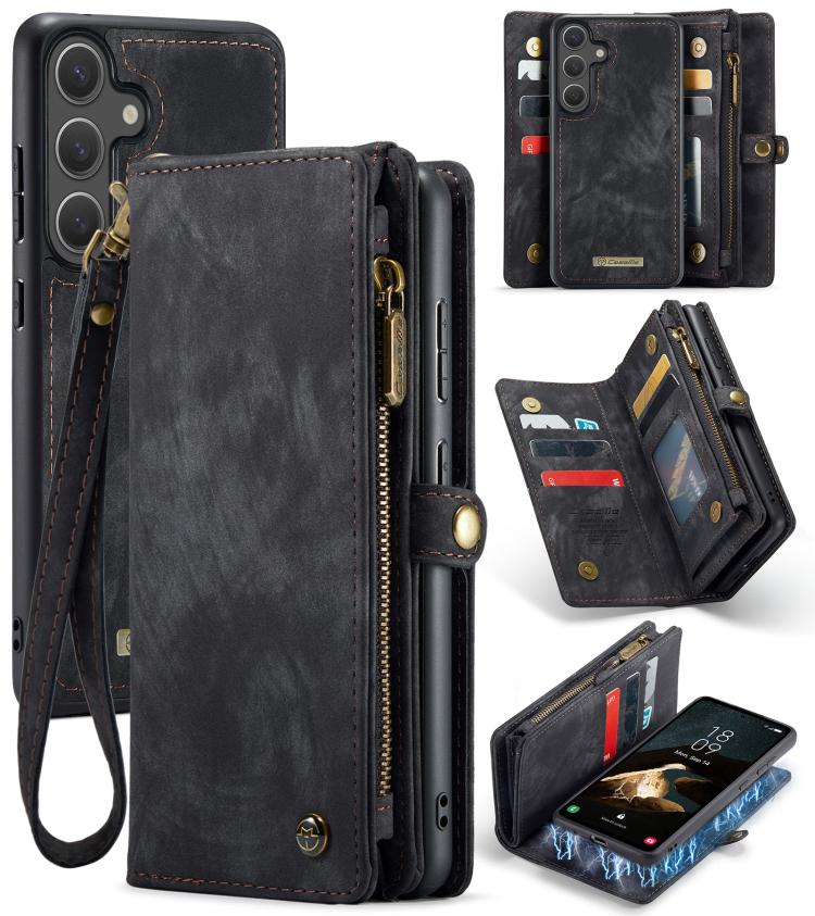For Samsung Galaxy S25+ 5G CaseMe 008 Detachable Multifunctional Leather Phone Case(Black)