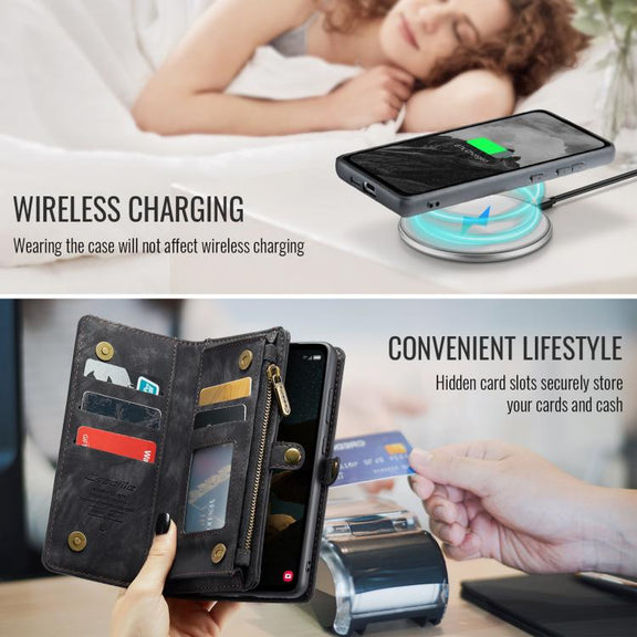 For Samsung Galaxy S25+ 5G CaseMe 008 Detachable Multifunctional Leather Phone Case(Black)