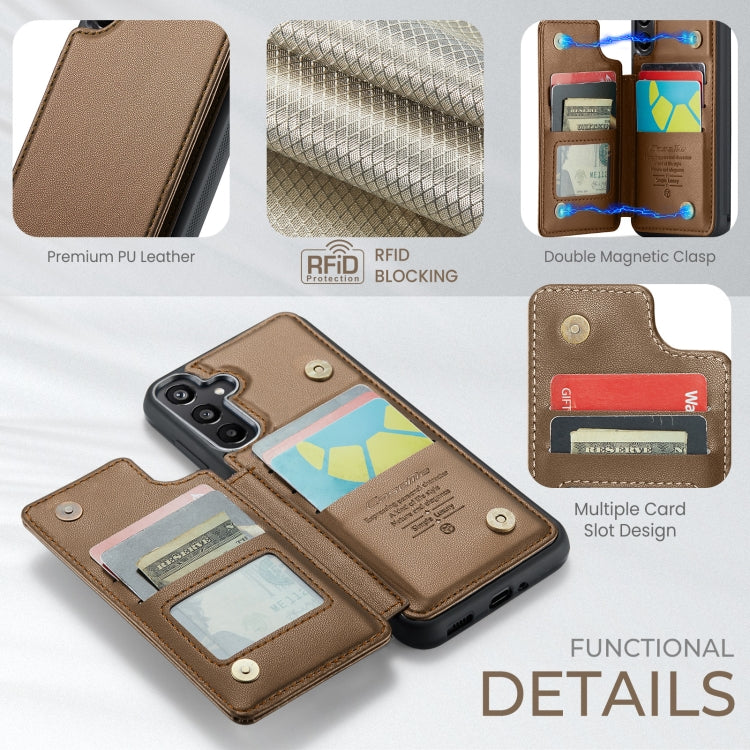 For Samsung Galaxy A16 5G CaseMe C22 Card Slots Holder RFID Anti-theft Phone Case(Brown)