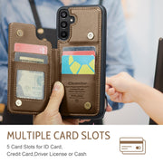 For Samsung Galaxy A16 5G CaseMe C22 Card Slots Holder RFID Anti-theft Phone Case(Brown)