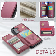 For Samsung Galaxy A16 5G CaseMe C22 Card Slots Holder RFID Anti-theft Phone Case(Red)