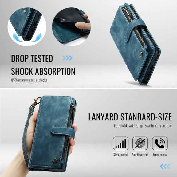 For Samsung Galaxy A16 5G CaseMe C30 Card Slots Zipper Wallet Leather Phone Case(Blue)