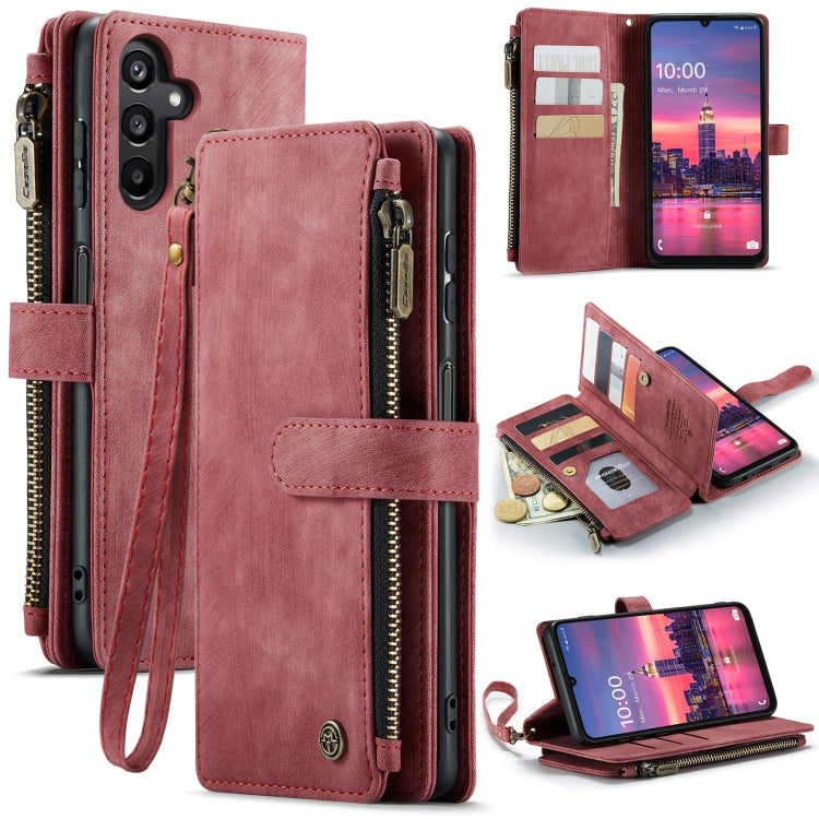 For Samsung Galaxy A16 5G CaseMe C30 Card Slots Zipper Wallet Leather Phone Case(Red)